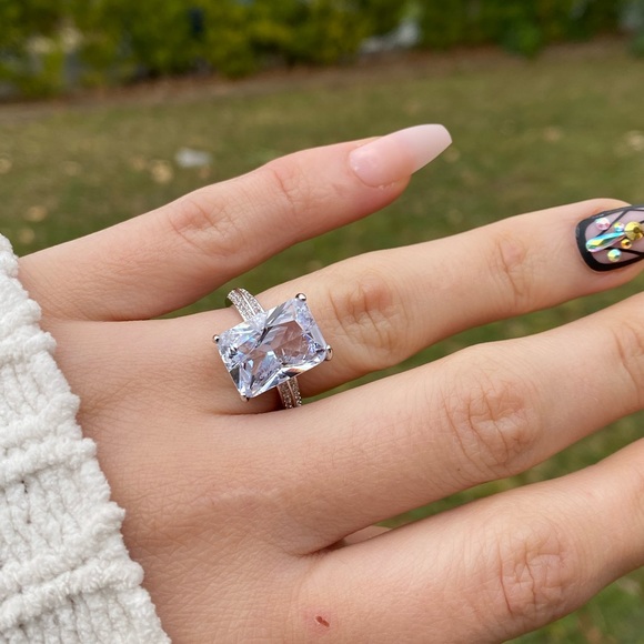 NEW Gorgeous 925 Silver Ring Wedding Engagement - Picture 6 of 11